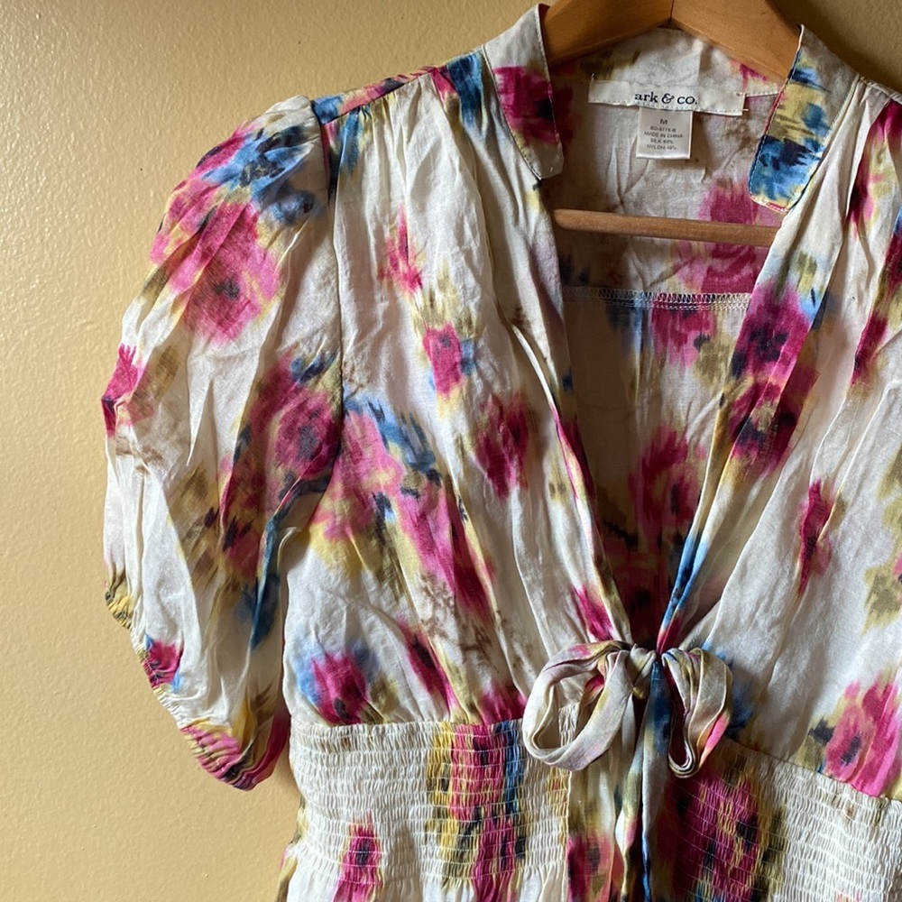 Ark & Co. silk mini dress // spring sweetness floral & bow S/M